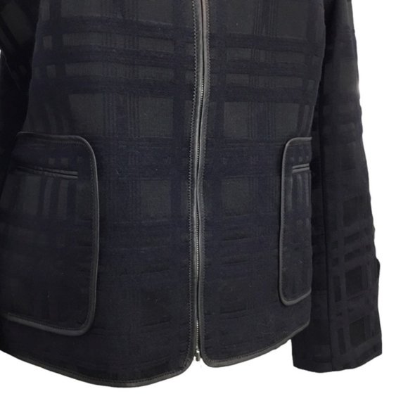 Escada Sport Wool Silk Blend Navy Black Textured Casual Full Zip Jacket Size 40 - Picture 3 of 12